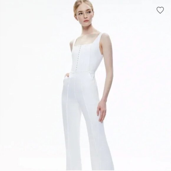 Alice + Olivia  chels stretch-denim jumpsuit USA small 26 - Picture 1 of 11